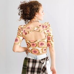 FREE PEOPLE GIVE ME MORE TOP-IVORY COMBO XS